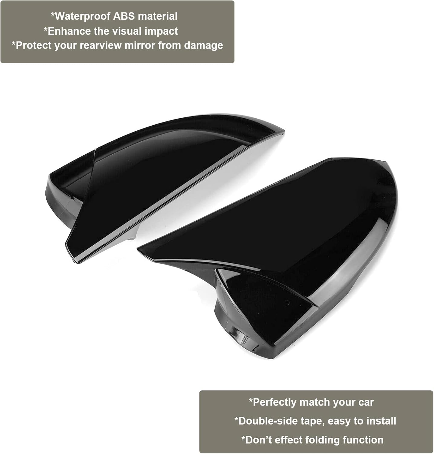 Door Side Rear View Mirror Cover Caps Fit for Hyundai Elantra 2021-2023 Glossy Black