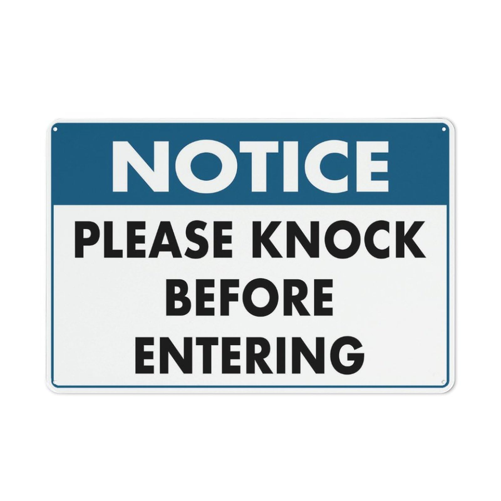 Notice Please Knock Before Entering Sign For House 12" X 8" Yard Sign, Premium Aluminum, Sun-Proof, Rust-Free