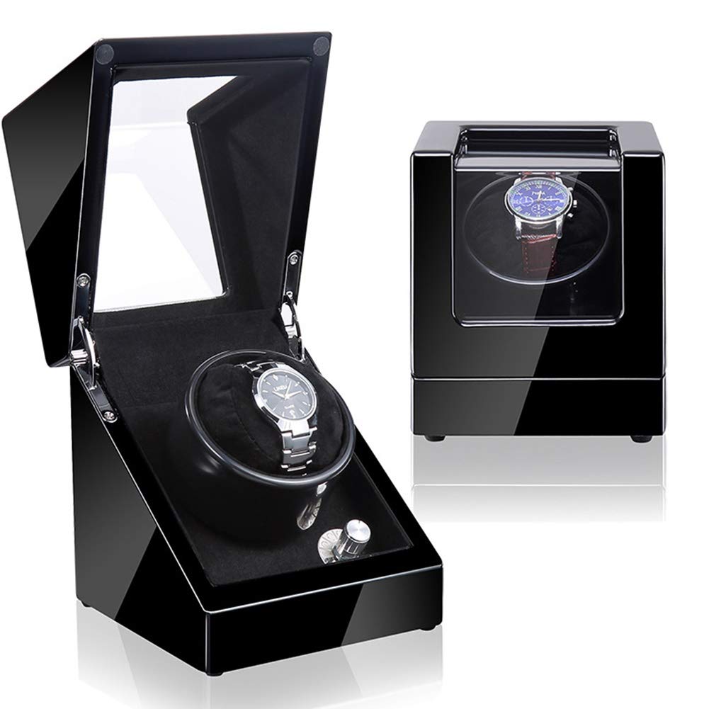 CGCSYZ Automatic Watch Winder Box For 1 Wristwatch Watches Winding Case Ultra-Quiet Rotation Turns Per Day Watch Winding Box Jewelry Watch Box (A)