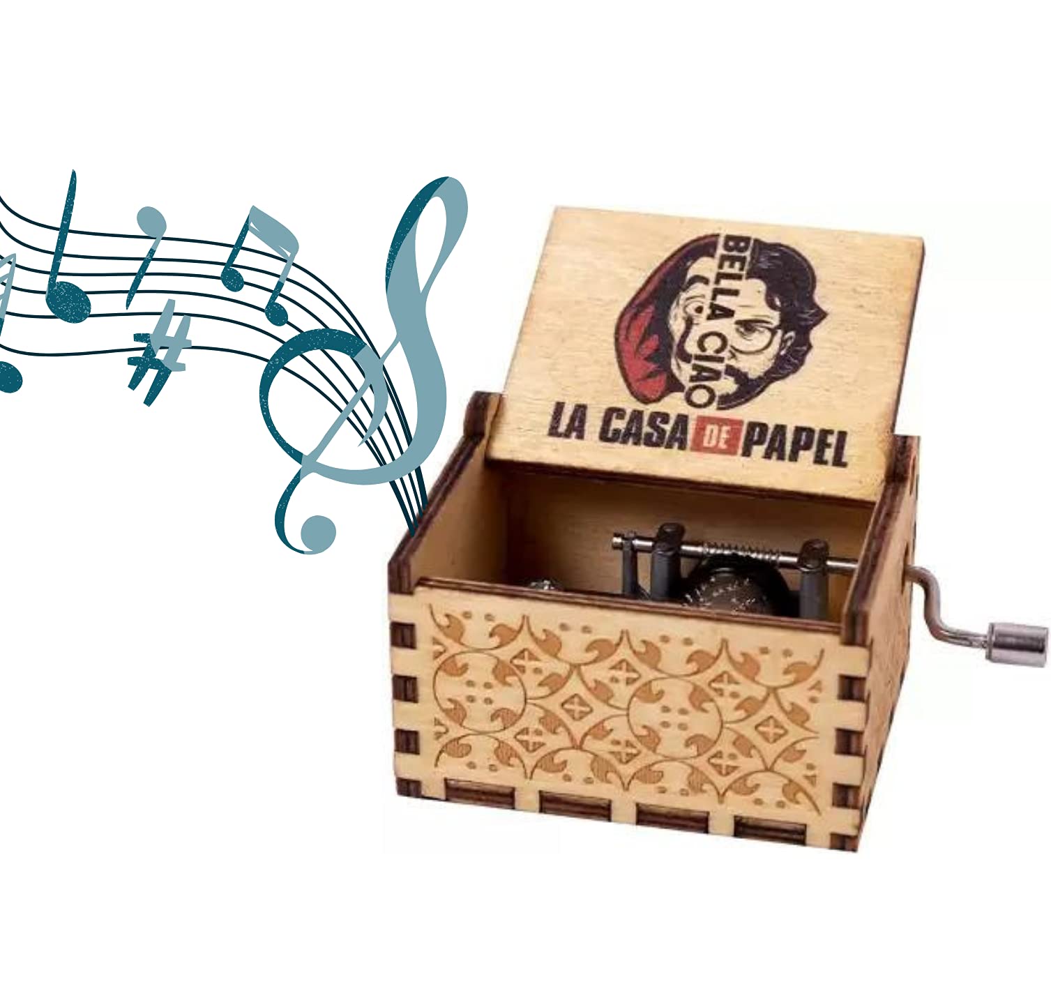CAAJU La Casa De Papel Print Bella Music Ciao Box Wooden Engraved Vintage Musical Box Gifts Colorful (la casa de Papel) (B08R1MVJGX) Amazon Price History, Amazon Price Tracker