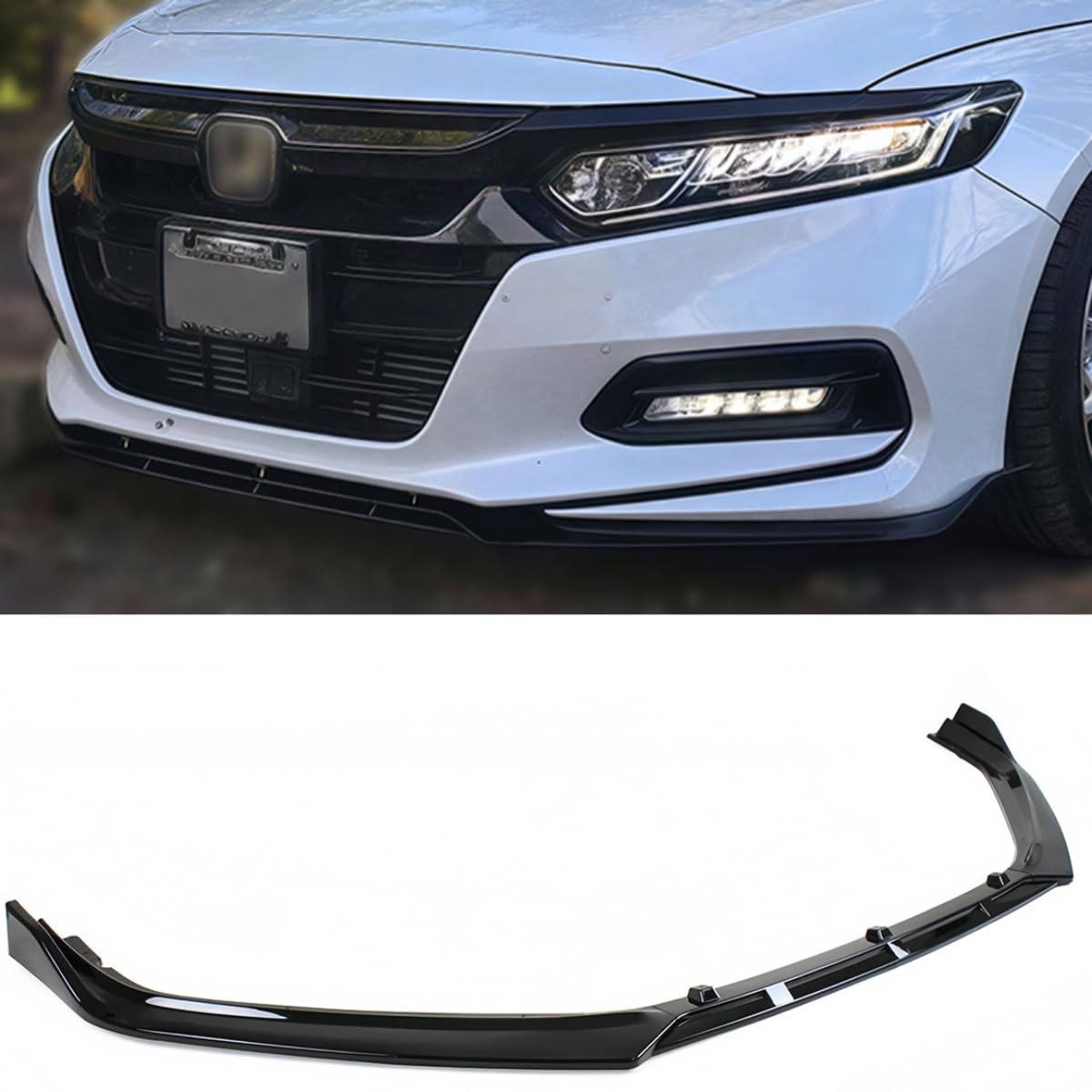 WheelX 3Pcs Front Bumper Lip Compatible with 2018-2020 Honda Accord, JDM Air Dam Winglet Splitter Chin Fits for EX EX-L LX SE Sport Touring Hybrid,
