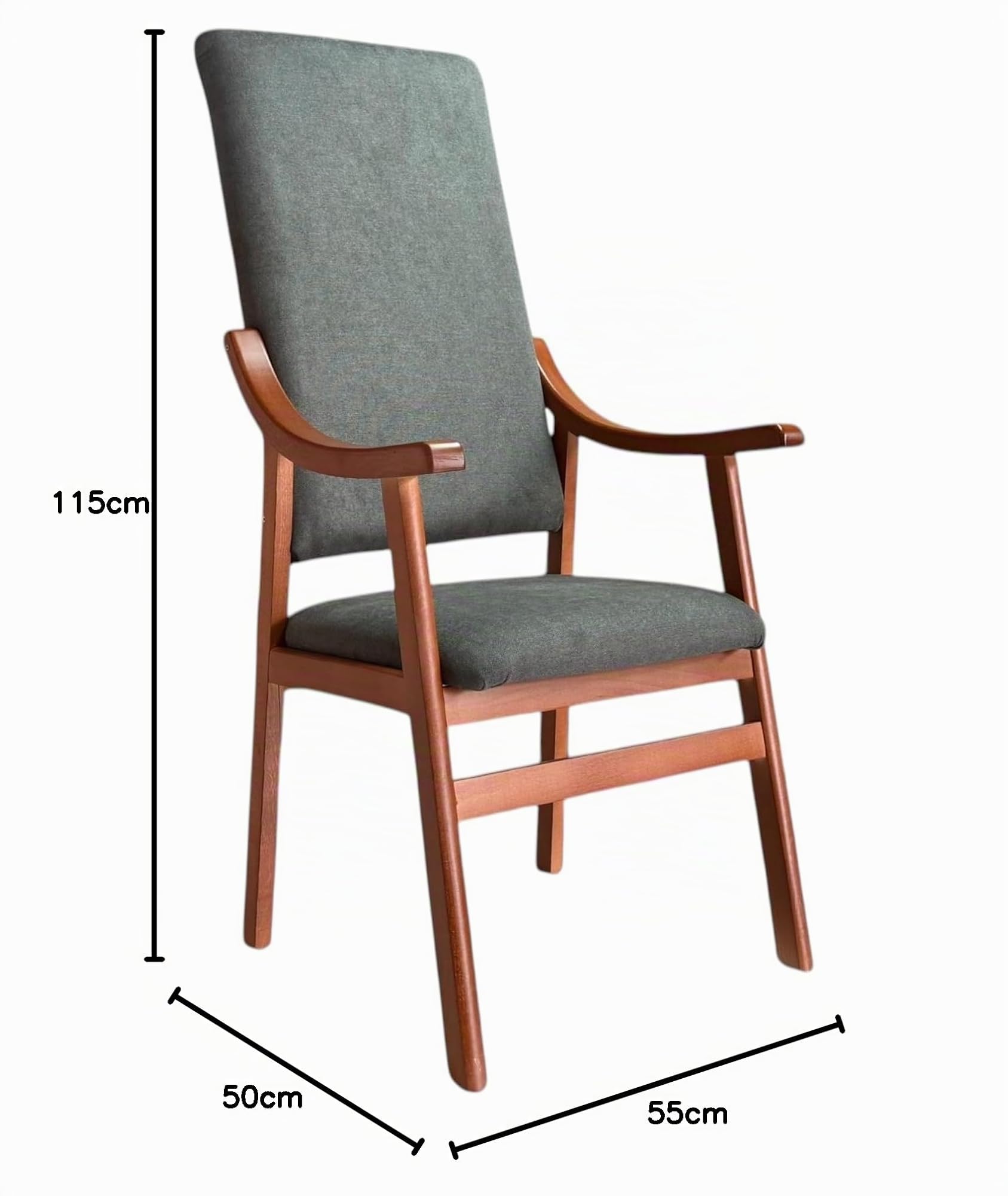 Sillón Reforzado con Brazos de Madera Extra Alto Cerezo (Cerezo Marengo)