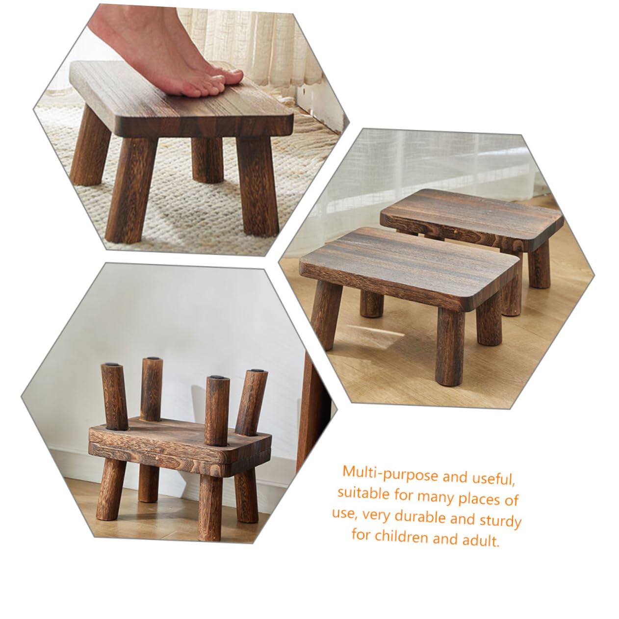 Repose-Pieds Tabouret Rustique En Bois Massif – Multifonction Siège Chaussures, Dortoir, Chambre, Maison, Stable Et Compact 30x20x18 Cm