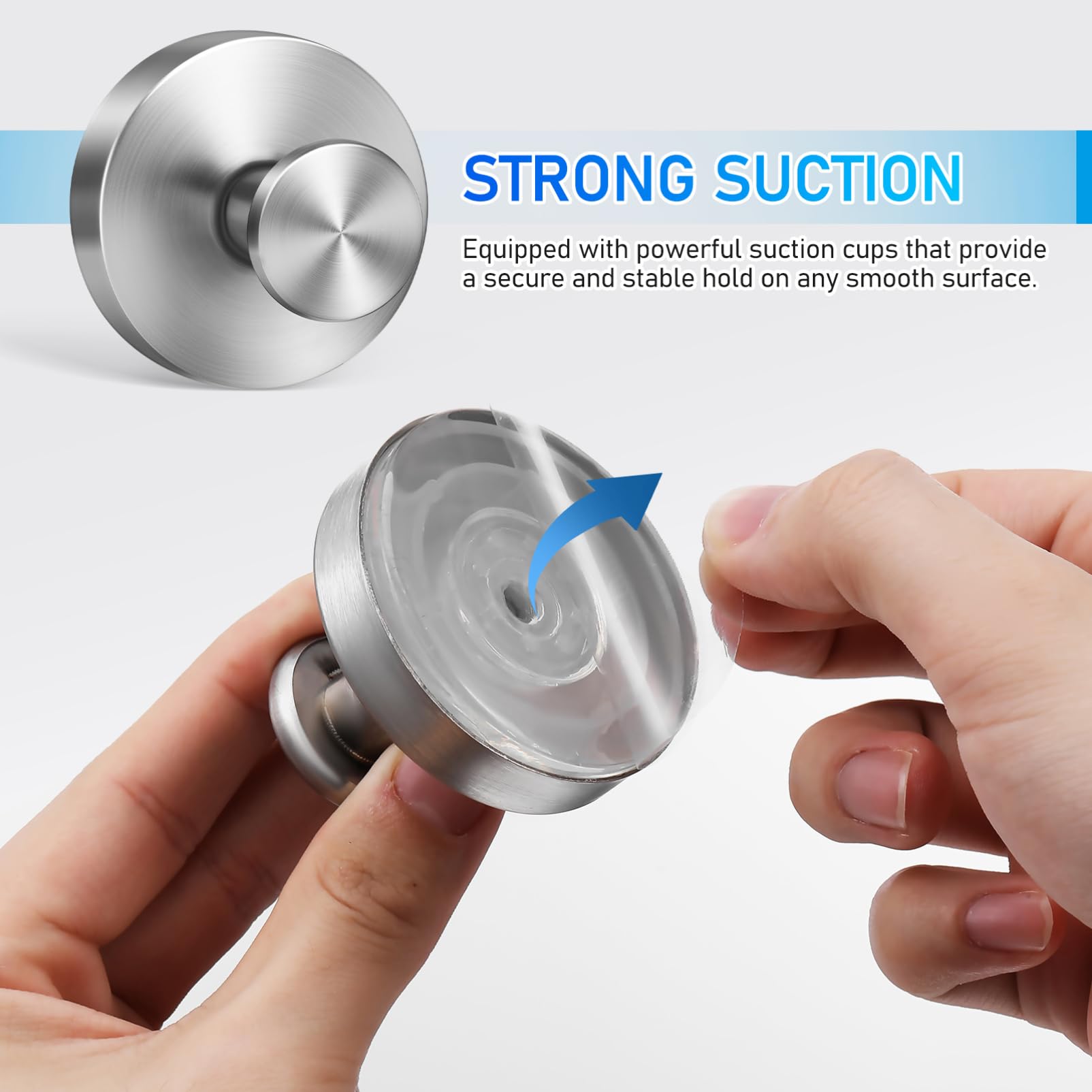 Mobestech Stainless Steel Suction Cup Hooks for Bathroom Towels and Bathrobes No Drill Removable Suction Towel Hooks with Strong Hold Easy Install Wall Mount Hangers - Image 2