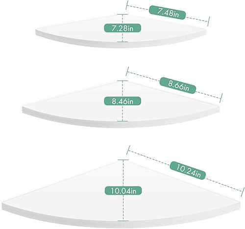 Miniatura 7 de Ejoyous Estante de pared para el hogar, 3 estantes flotantes de esquina para colgar en la pared, estante de almacenamiento para cocina, oficina,