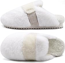 ONCAI Women's Winter Warm Comfortable Memory Foam Beautiful Sherpa Faux Fur Slippers with Fleece Wool Lined Rubber Sole Garden Clogs Slippers, Size 3-8