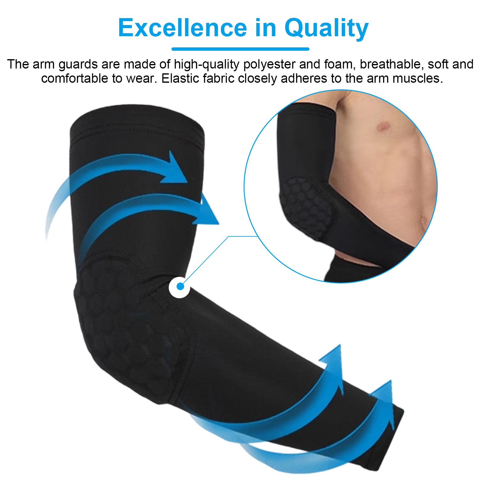 2 Pièces Coudière, Antidérapantes Protege Coude, Noires Elbow Support, avec Rembourrage, pour Basketball, Football, Volleyball, Cyclisme