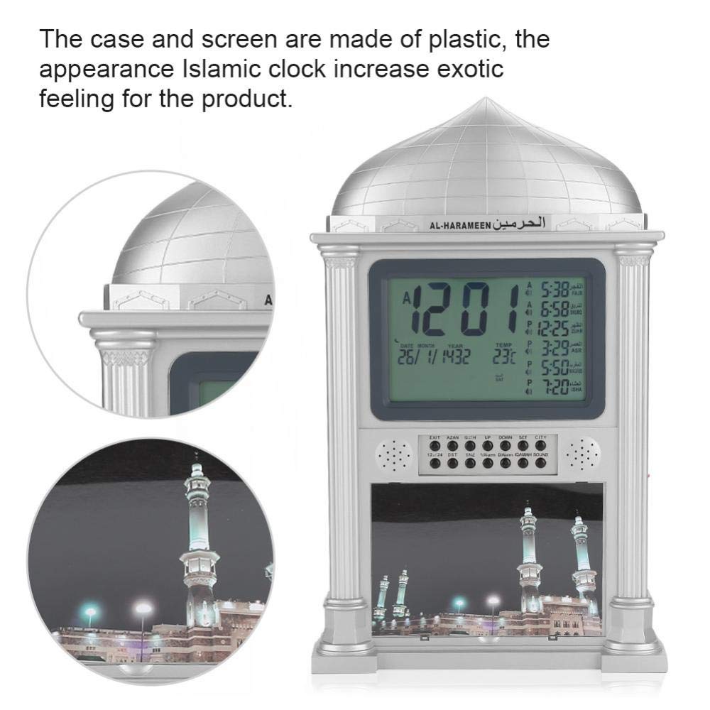 Premium Islamic Azan Alarm Clock,Plastic Automatic Muslim Azan Prayer Digital Calendar Time