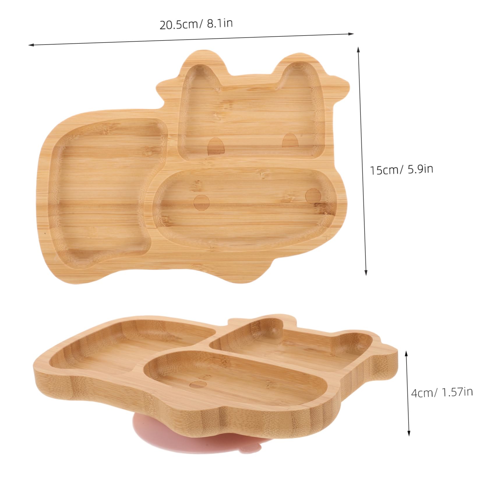 Abaodam Bamboo Suction Toddler Plate Divided Baby Plate Lid Non Slip Feeding Bowl for Boys and Girls