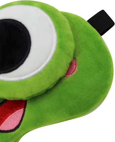 Miniatura 7 de Divertida máscara de sueño de rana verde, máscara de felpa suave ajustable con los ojos vendados para hombres, mujeres, niños, viajes, siesta