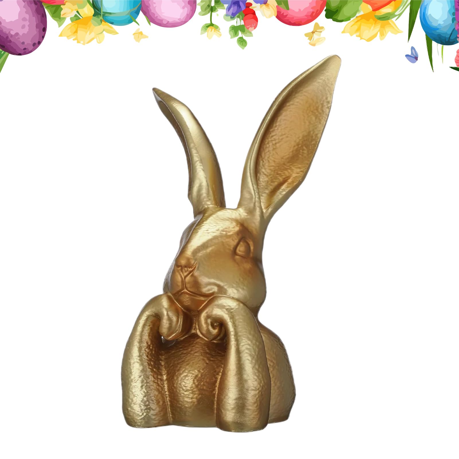 Lapin de Pâques doré brillant | Statuette de luxe miniature pour décoration de bureau élégante