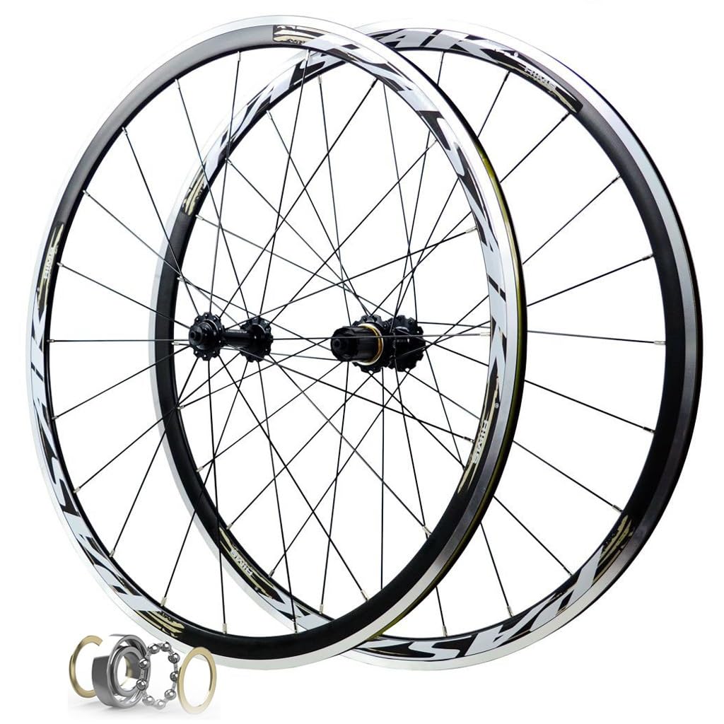 Ruedas Bicicleta de Carretera Aleación de Aluminio 30MM, Freno C/V Buje HG 4 Rodamientos Sellados Rueda de Bicicleta de Carreras 700C Compatible con 8/9/10/11 Velocidades 1680 G