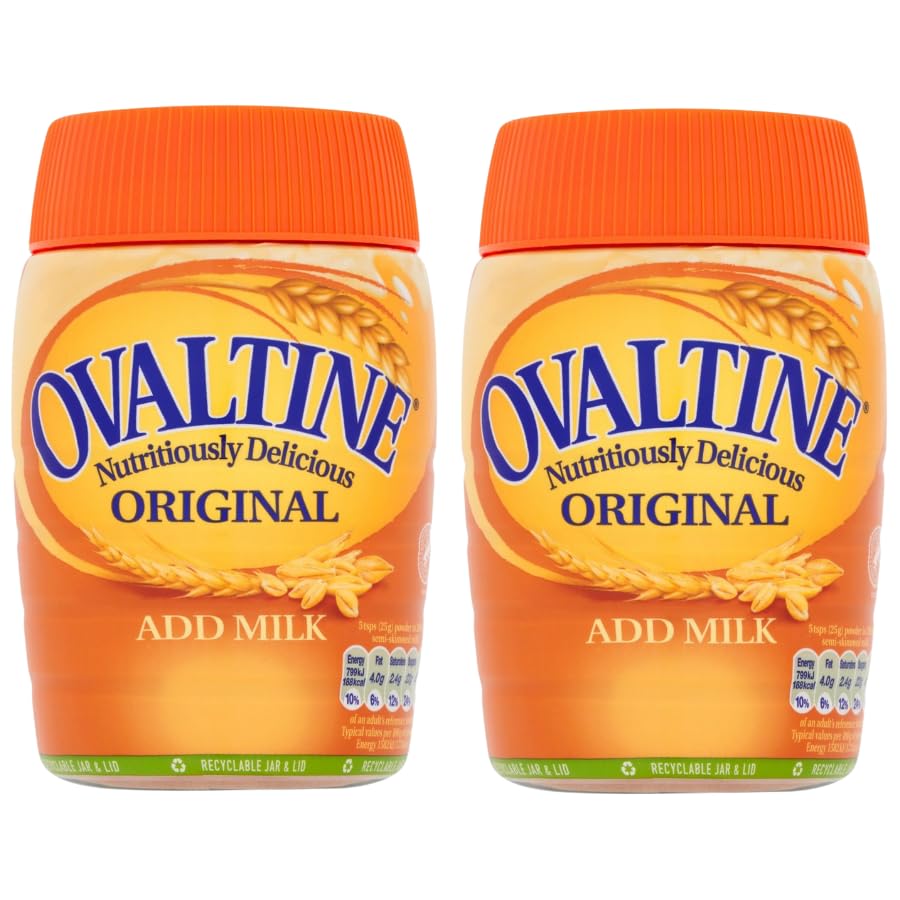 Malted Drink Bundle with Ovaltine Nutritiously Delicious Original Jar 300g - 2 Pack | Add Milk Malted Drink with Cocoa Source of Iron Suitable for Vegetarians.