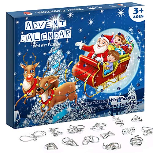 Advent Calendar 2022 Christmas Countdown Calendar Decoration 24Pcs Metal Wire Puzzle Toys Gift Box Set Brain Teaser Toy For Xmas Holiday Décor Party Favor For Kids Adults Challenge #TOP8