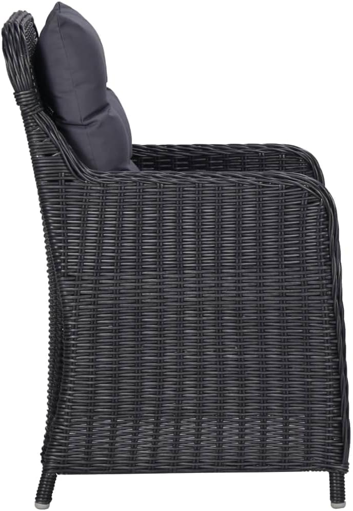 Patio Chairs 2 pcs with Cushions,Comfy Padded Chairs,Conference Chair,Club Sofa Chair,Outdoor Dining Chairs,Used in Bistro, Patio, Sunroom or Dining Room,Tearoom, Poly Rattan Black
