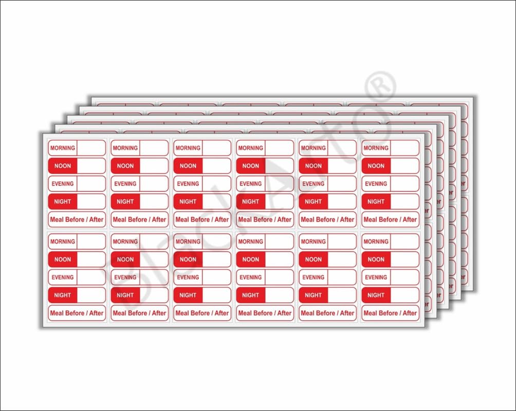 Medicine Labels - 4 x 2.5cms Medicine Labels Self Adhesive Stickers for Medicine Stips Bottles Medical Stores Hospitals Clinics - Pack of 600 Stickers (Red - English)