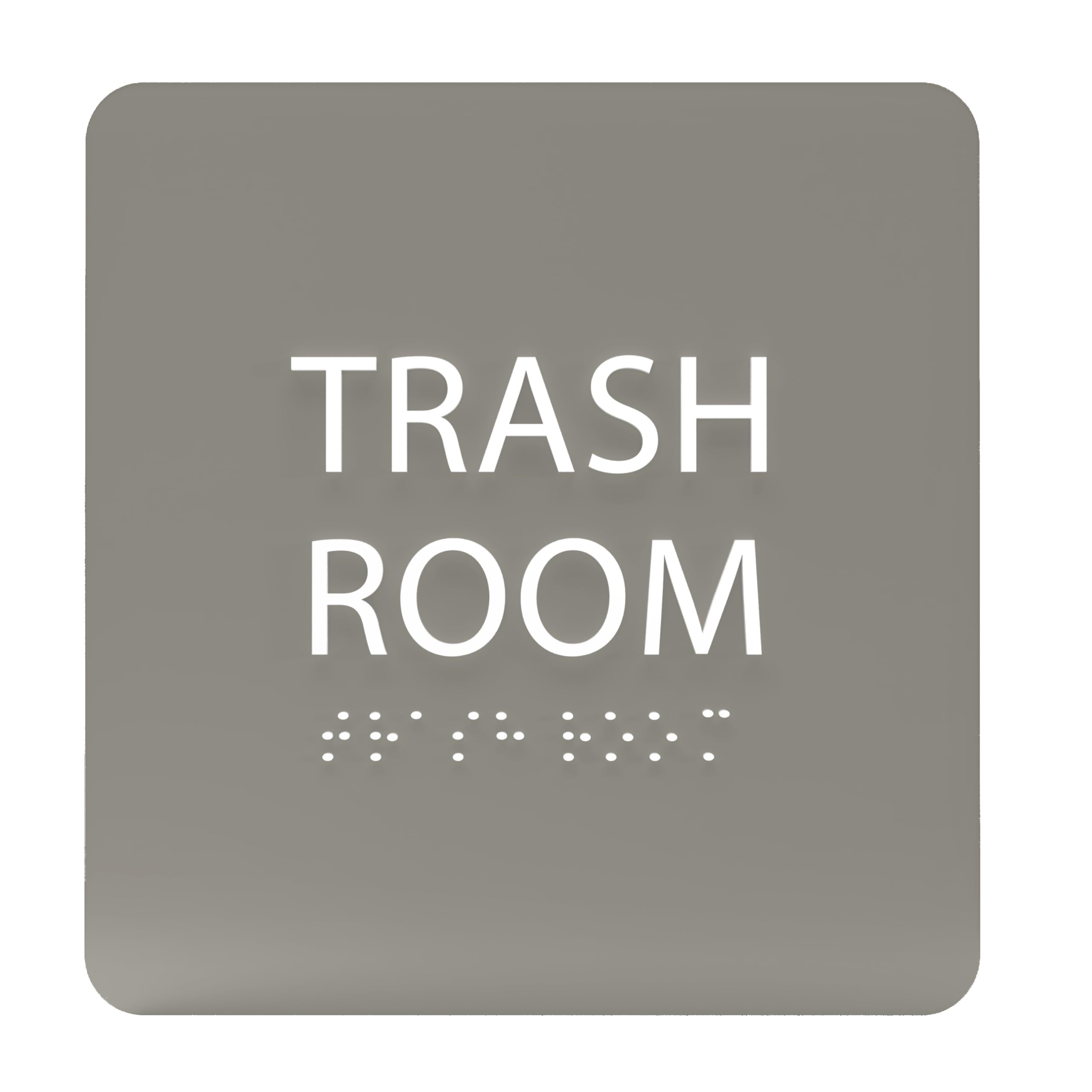 ADA CENTRAL SIGNS - 6" X6" Trash Room Sign - ADA Compliant Tactile Graphics Grade 2 Braille Text Acrylic Wall Signs - Recycling Waste Garbage Bins,