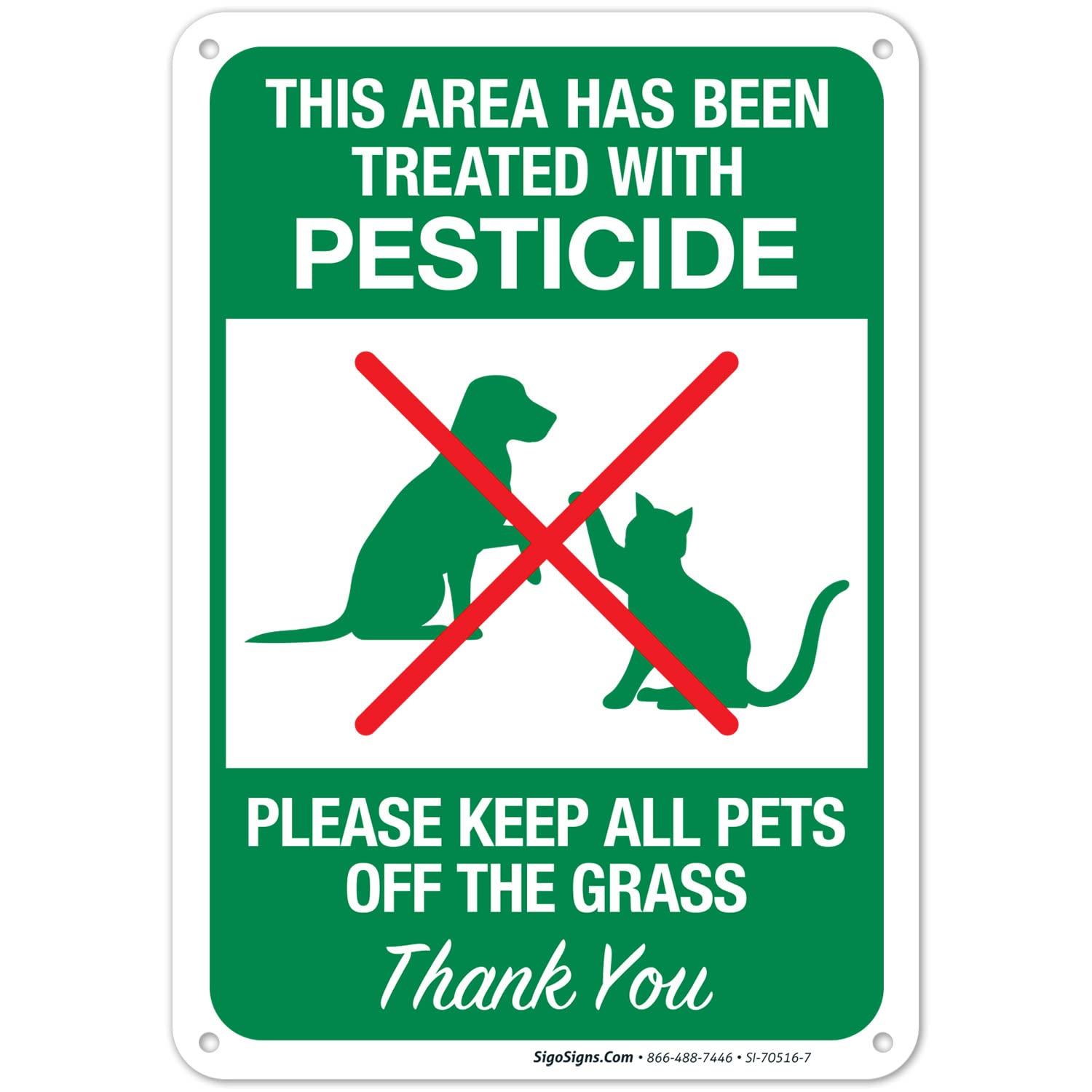 This Area Has Been Treated with Pesticide Please Keep All Pets Off The Grass Sign, 10x7 Inches, Rust Free .040 Aluminum, Fade Resistant, Made in USA