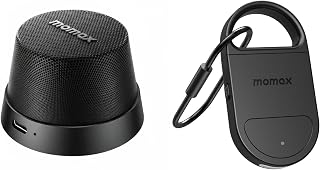 MOMAX Magnetic Portable Bluetooth Speaker - Mini Waterproof Shower Speaker with Bass, Key Finder Tracker Tag – Smart Rechargeable Tracking Device with SOS Alert Mode & LED Strobe, Find My (iOS Only)