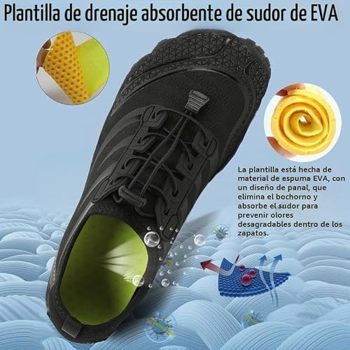 Miniatura 4 de Unisex Zapatos Descalzos Hombre Mujer Zapatos De Agua Hombres Mujeres Barefoot Zapatillas Outdoor Secado Rápido Surf Calzado Para Yoga Playa Transpirable Ligero Y Antideslizante Negro 38eu