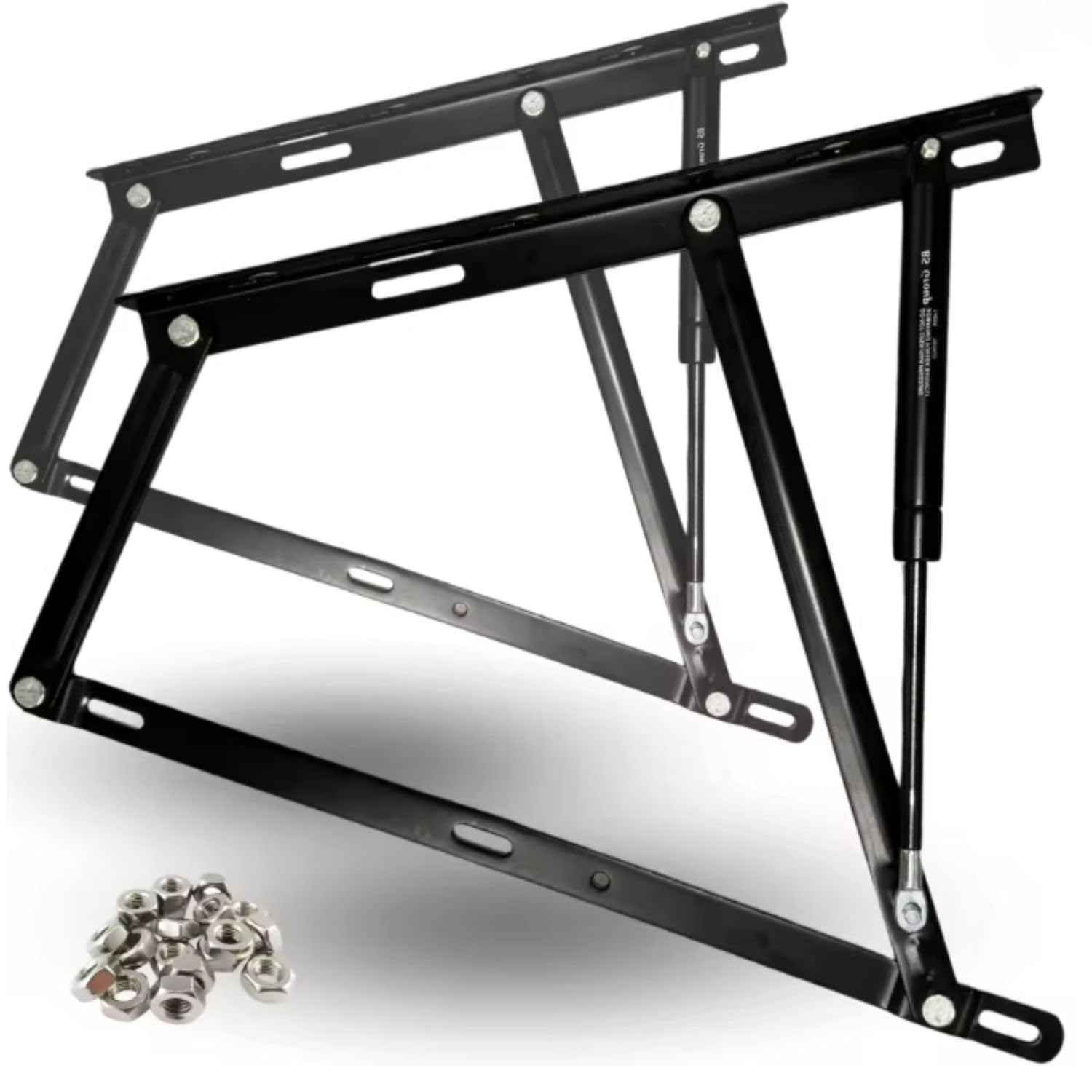 Bisagra Elevable con Pistón de Gas para Canapé Abatible, 150-1800N, Herraje Reforzado, Sistema Hidráulico Resistente, Amortiguador para Cama con Arcón (1250N)