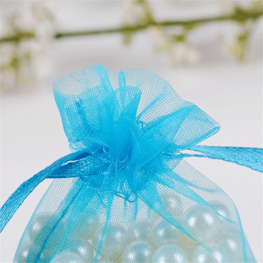 Lot de 140 sachets en organza 20 x 30 cm – Sacs cadeaux avec cordon de serrage - Petits sachets en organza à remplir - Sachets de lavande - Sacs cadeaux pour mariage, fête et Noël (bleu lac)