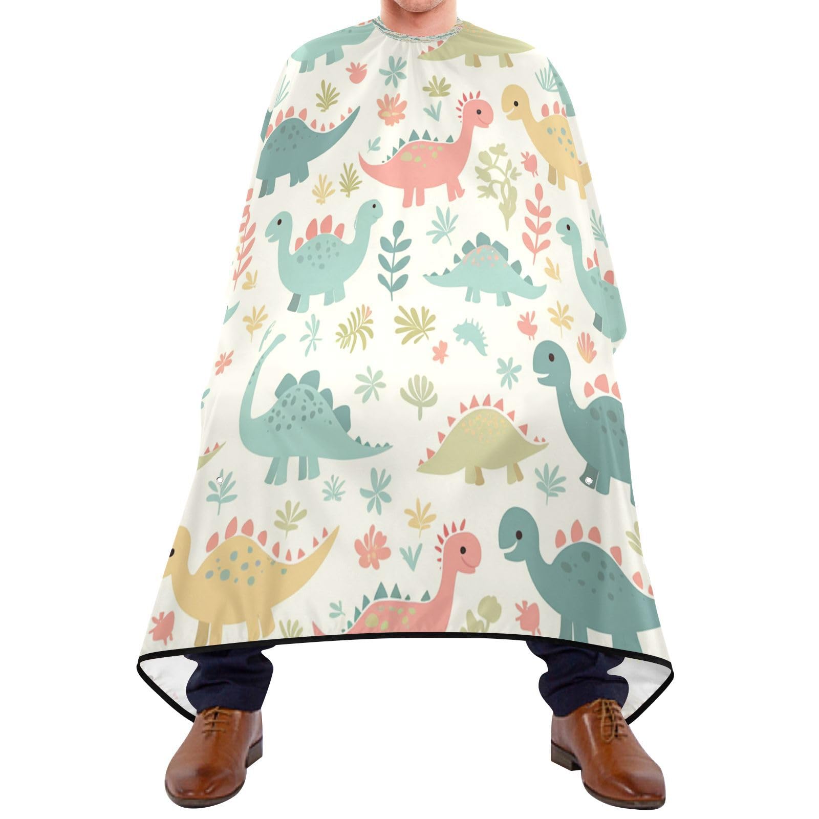 Kigai Cute Dinosaur Hair Cutting Cape for Men & Women Waterproof Barber Cape Professional Hairdressing Salon Styling Apron with Adjustable Closure Snap