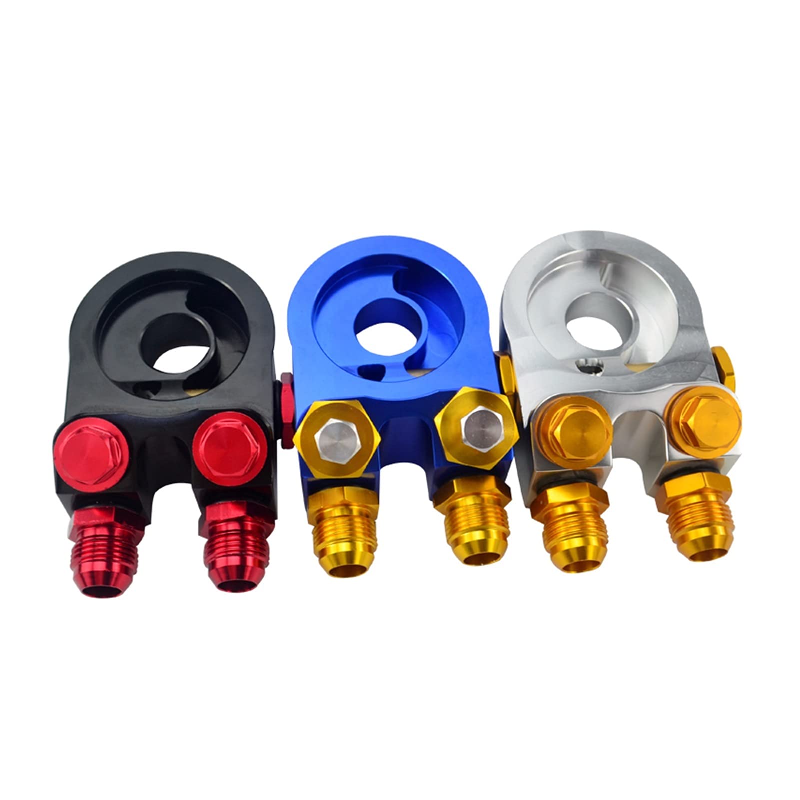 QINQIN Suministro y procesamiento de Combustible. Ajuste for Aluminio 10 Adaptador de Placa de sándwich del refrigerador del Filtro de Aceite Turbo con Termostato y Ajuste 3/4-16 UNF, M20 * 1.5