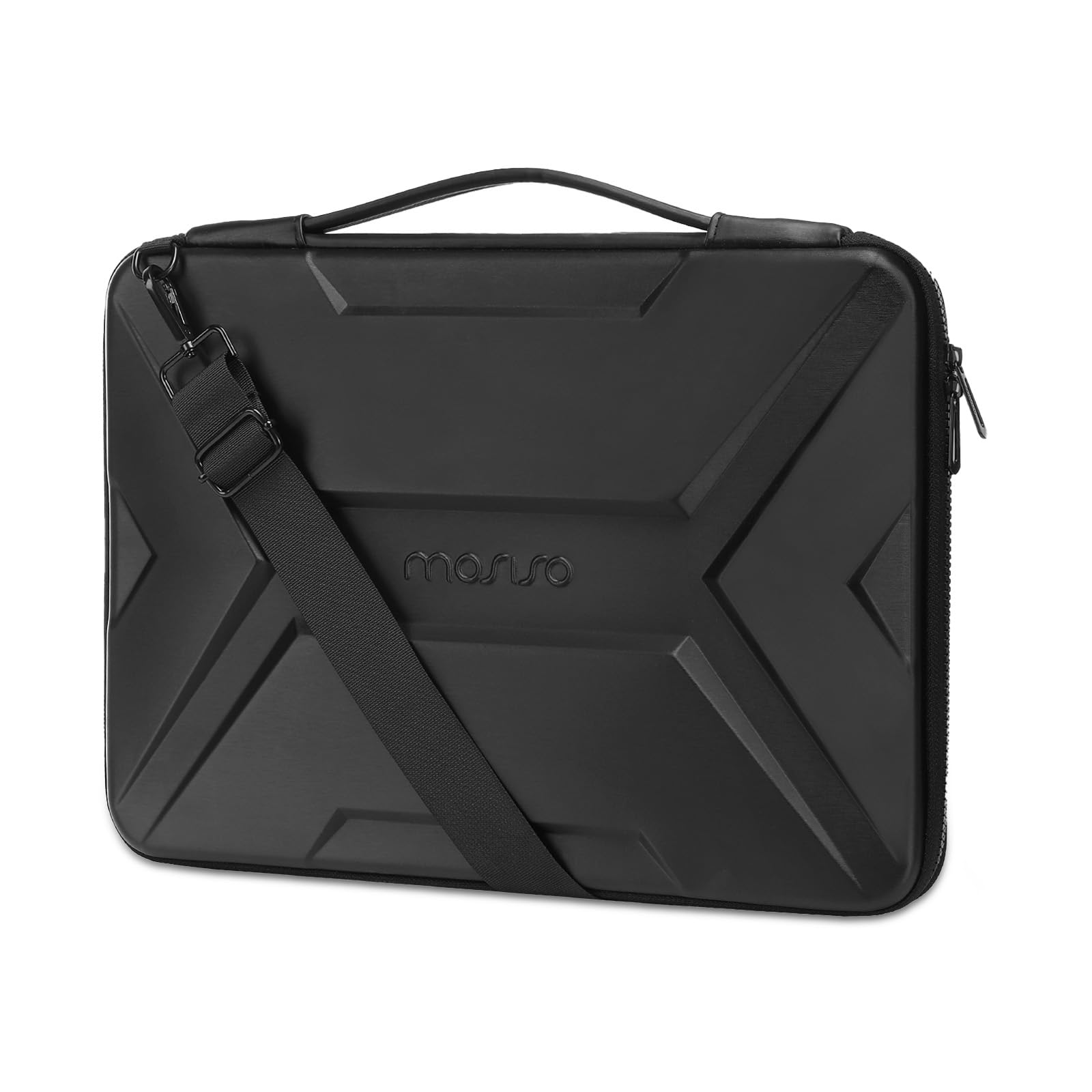 MOSISO 15.6 inch Hard Shell Laptop Sleeve Shoulder Bag, Waterproof Shockproof Protective Artistic Geometric EVA Computer Bag Compatible with MacBook Pro 16 inch, HP, Dell, Lenovo Notebook, Black