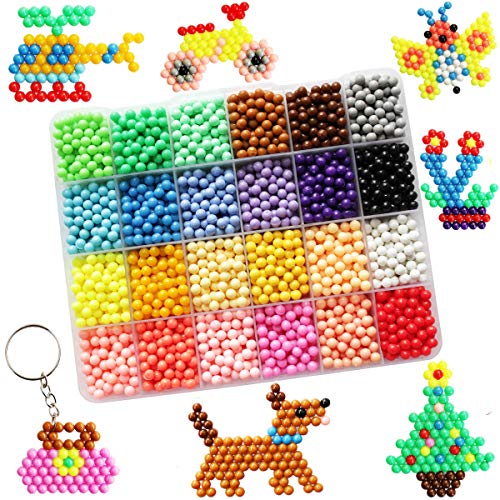 Mipartebo Water Fuse Beads 24 Colors 4800 Beads Magic Water Sticky Beads Set Fun DIY Art Crafts Toys for Kids Beginners