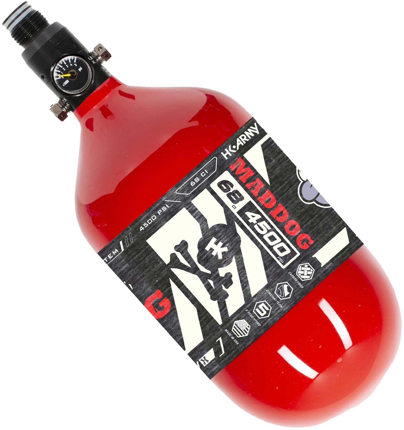 HK Army HSTL 68/4500 Paintball HPA Tank - Carbon Fiber, Maddog Red