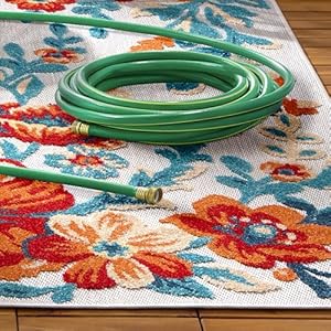 Towncountryeverydayhibiscusbloommodernfloralindooroutdoorarearuguvfaderesistanthighlowpileivoryredblue52x72  Urban Country Home Decor Town country everyday hibiscus bloom modern floral indoor outdoor area rug uv fade resistant high low pile ivoryredblue 52×72  urban country home decor