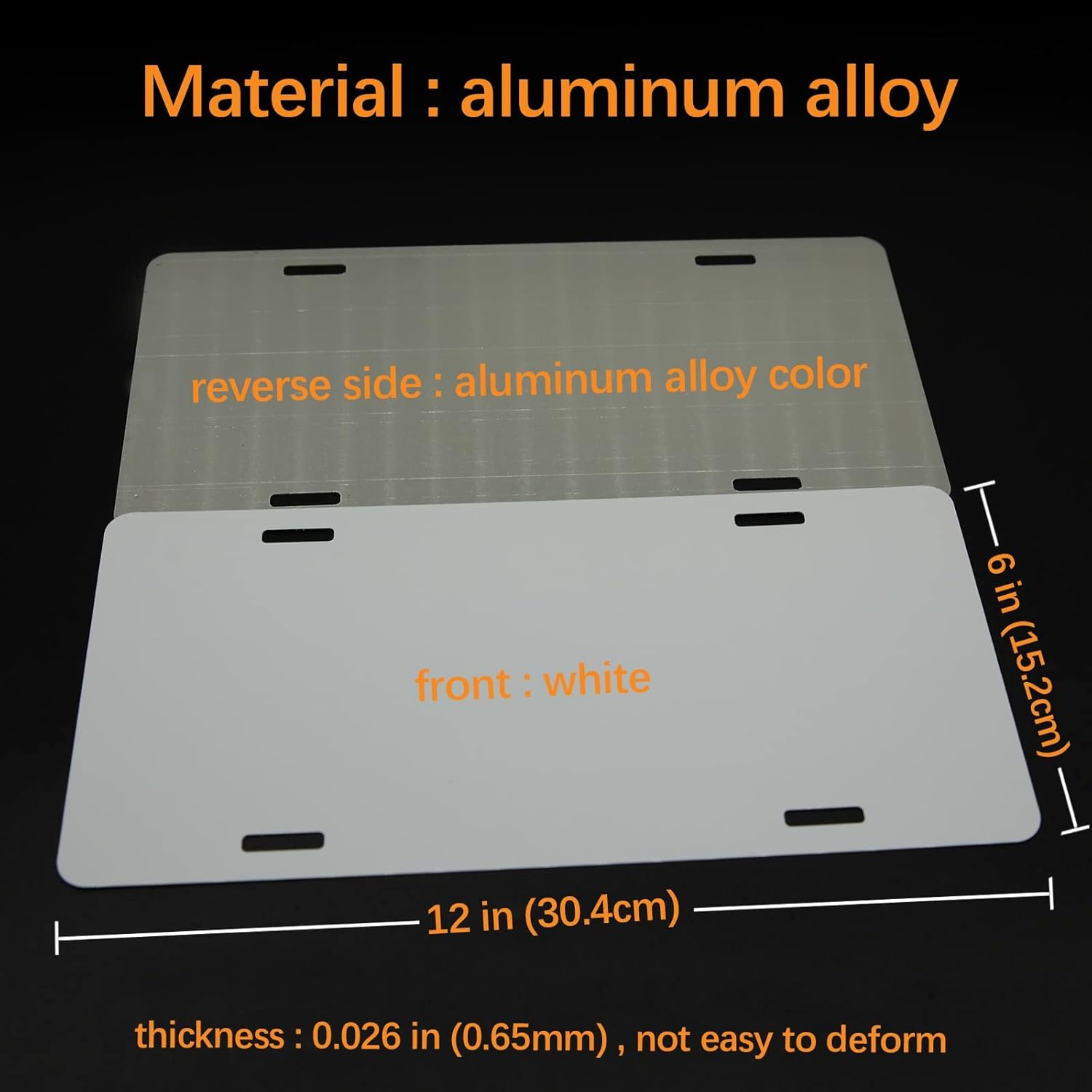 50 PCS Sublimation License Plate Blanks 6"X12" x 0.65mm,White Metal Aluminum Automotive Front License Plate Tag