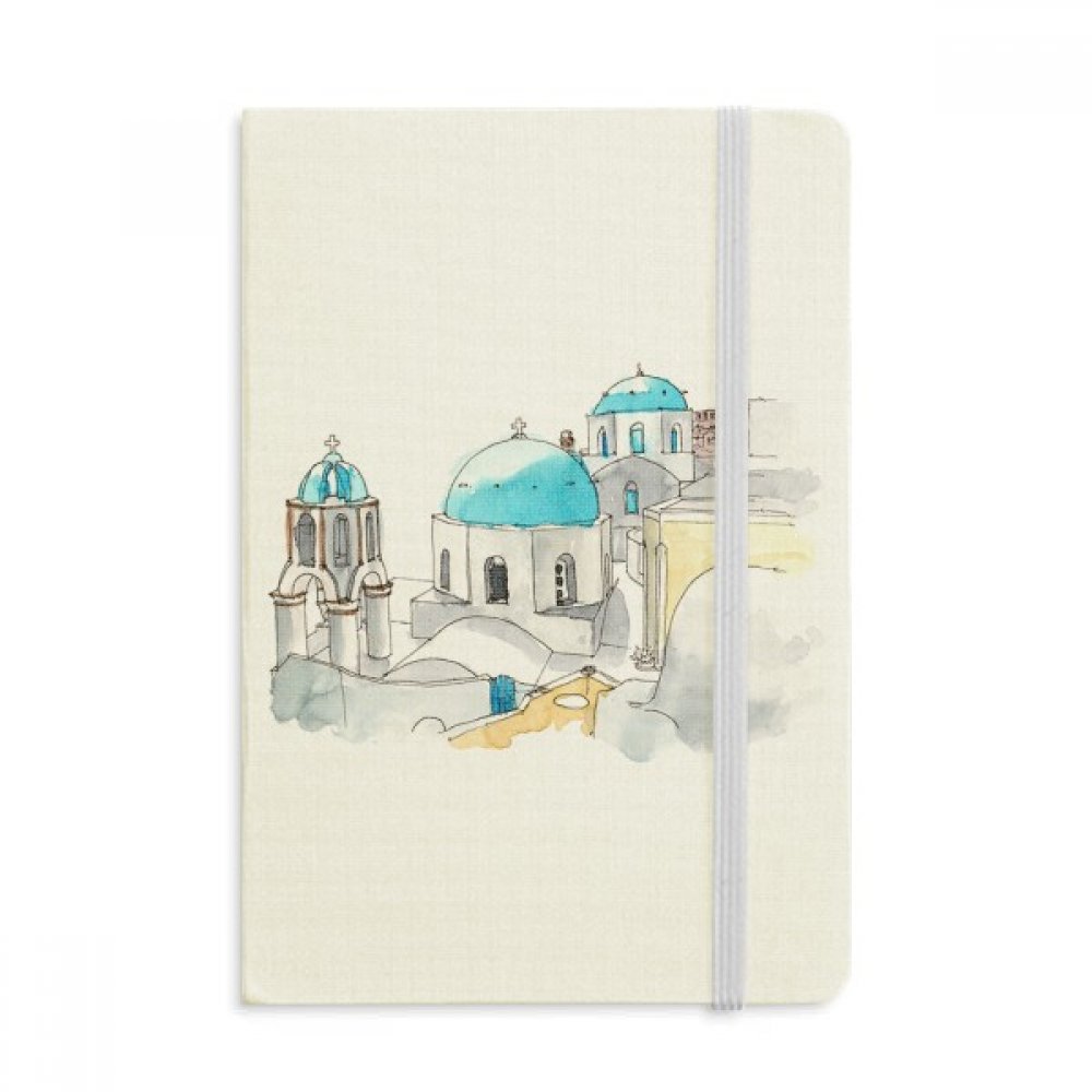 Journal A5 Notebook Tissu Couverture Rigide Classique Santorin - 5