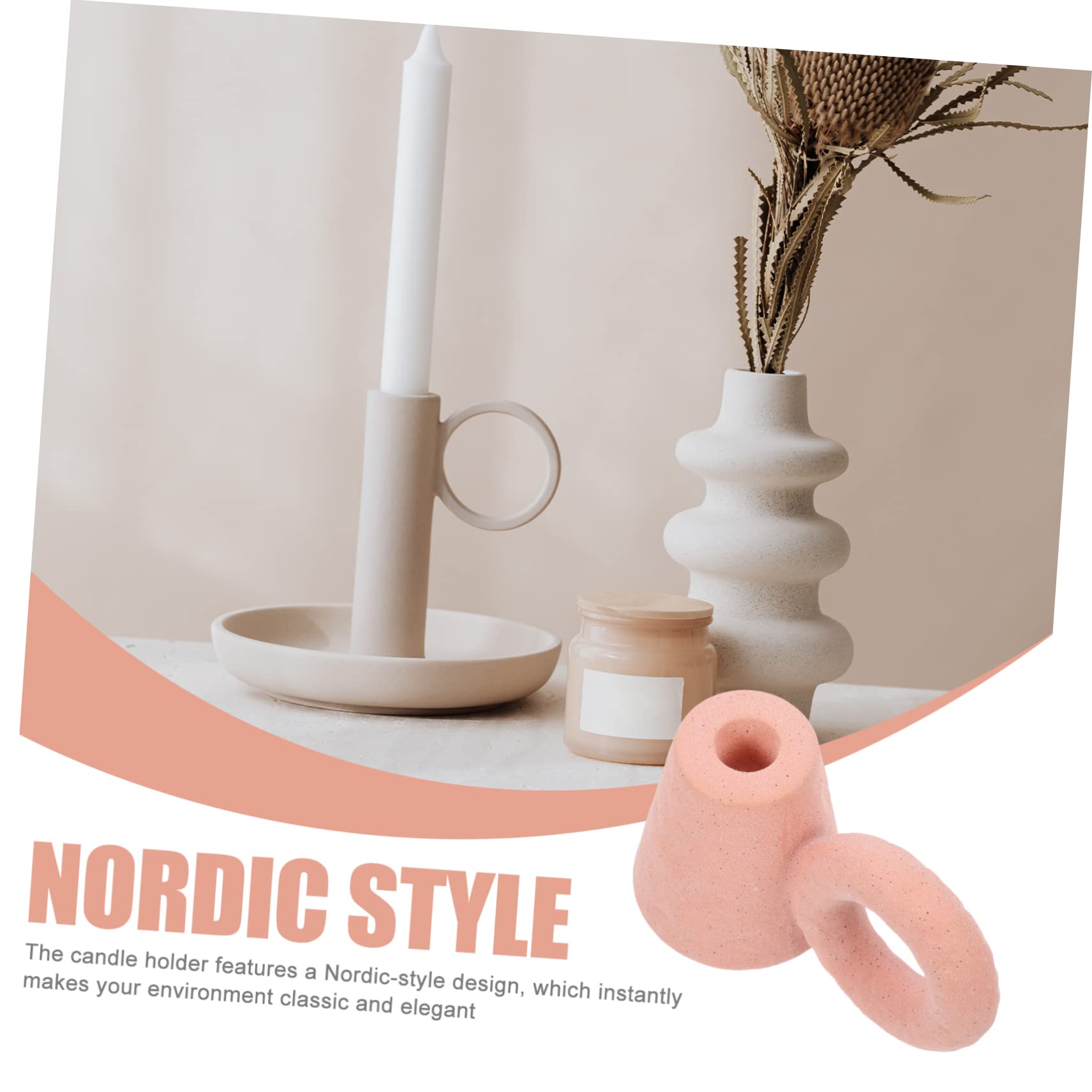STOBAZA Candlestick with Big Ears Decor Taper Candle Holders Candlesticks Taper Candles Candle Sticks Holder Ceramic Candle Holder for Table Candle Stand Ceramics Pink Desktop Ornaments