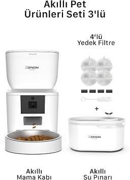 Xenon Smart Automatic Cat Dog Food Container Programmable Feeding Bowl Water Spring Dispenser and Replacement Filters 3-Piece Pet Products Pet Starter Set