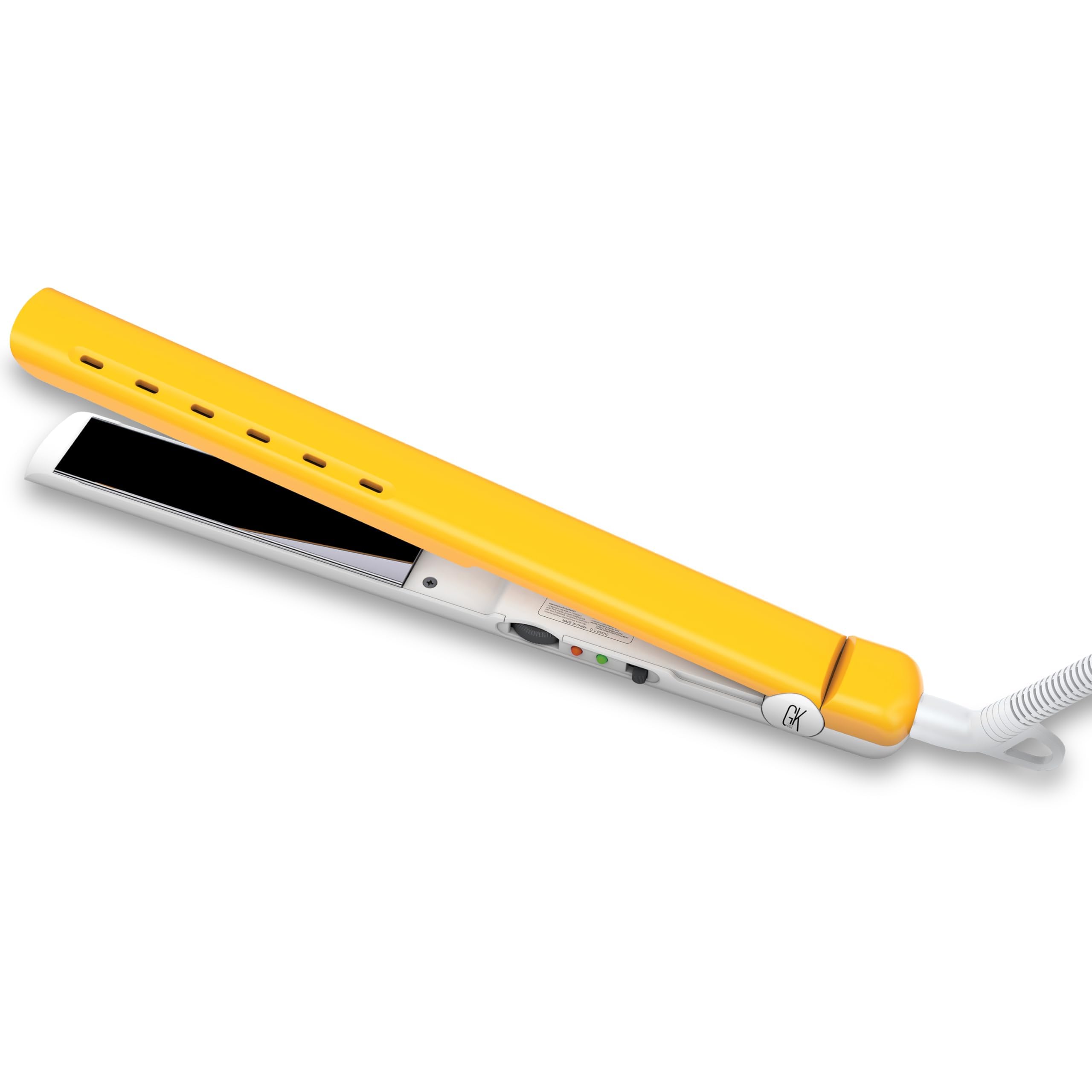 GKhair Global Keratin D700 Piastre piatte in titanio con funzione di styling bagnato e asciutto, spegnimento automatico, cavo girevole a 360°, per capelli ricci