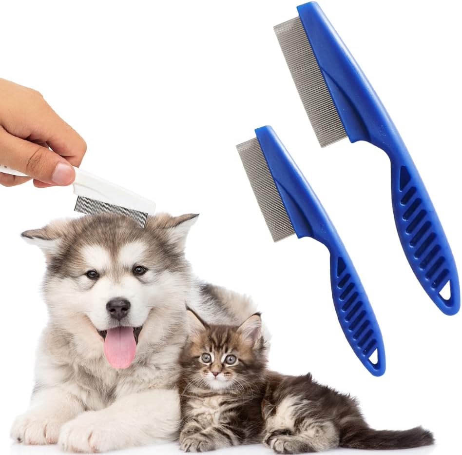 Multifunctional Pet Hair Comb Tear Stain Removal, 2023 New Magic Pets Grooming Comb Kit for Small Dogs Puppies, 2 in 1 Dog Combs Tooth Stainless Grooming Massage Dual-Sided Comb (Blue)