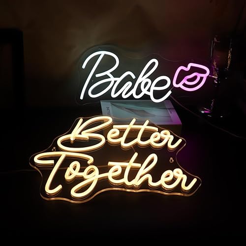 Miniatura 5 de QiaoFei Led Better Together - Letrero de neón con letras alimentadas por USB con interruptor de atenuación, luces de neón para bodas, compromisos,