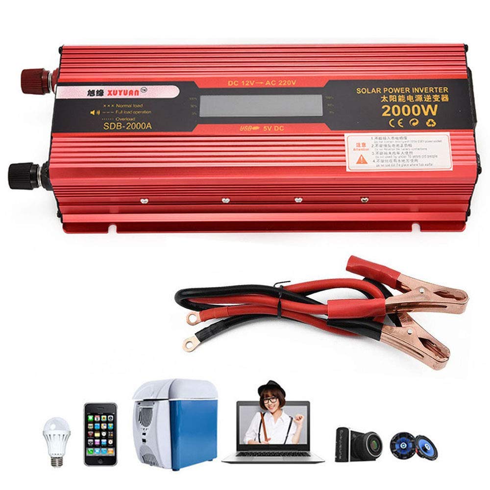 Onduleur de voiture 12V 24V vers 220V de 2004W avec convertisseur de tension et écran LCD