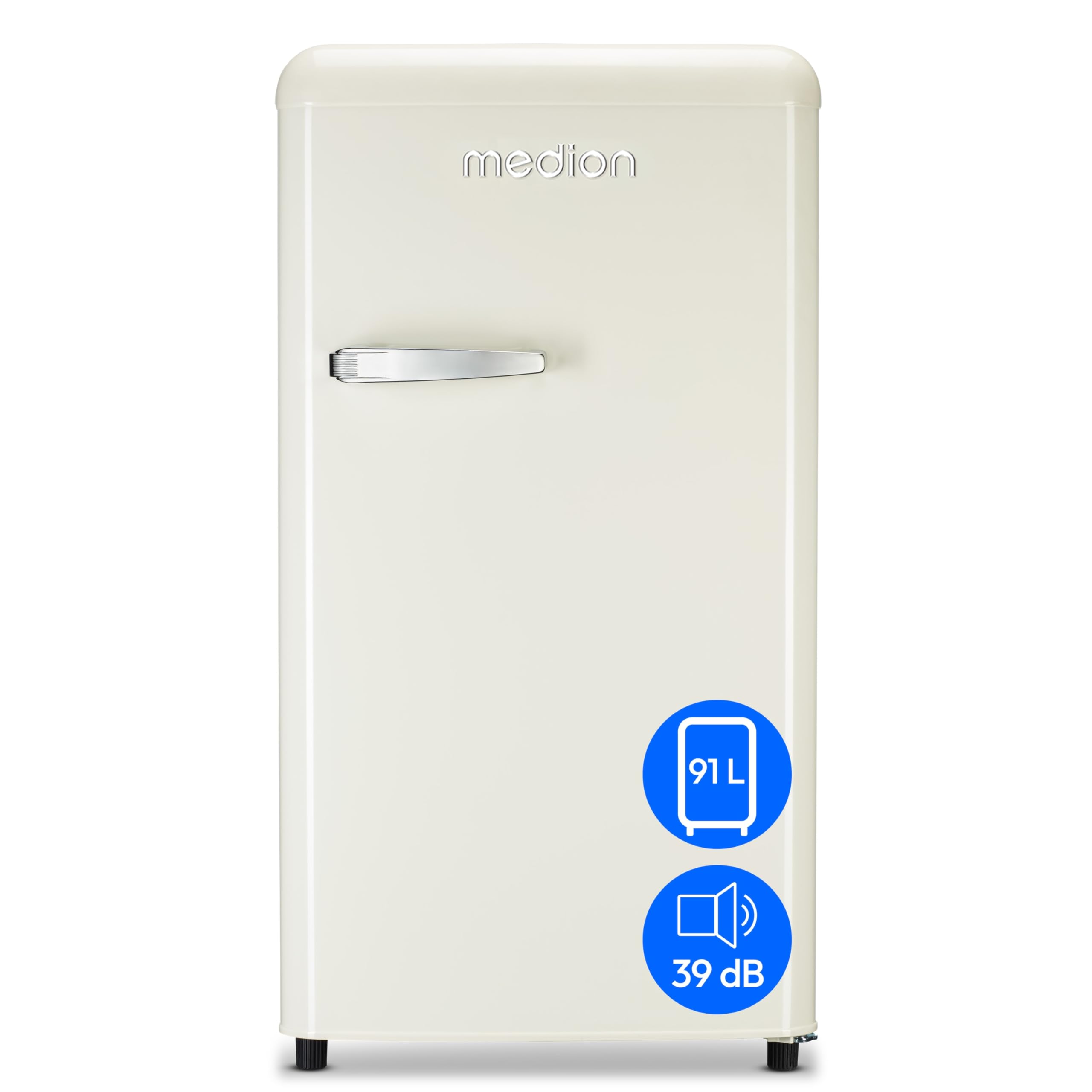 MEDION Retro Kühlschrank 91 Liter 91cm Höhe freistehend cream MD37800