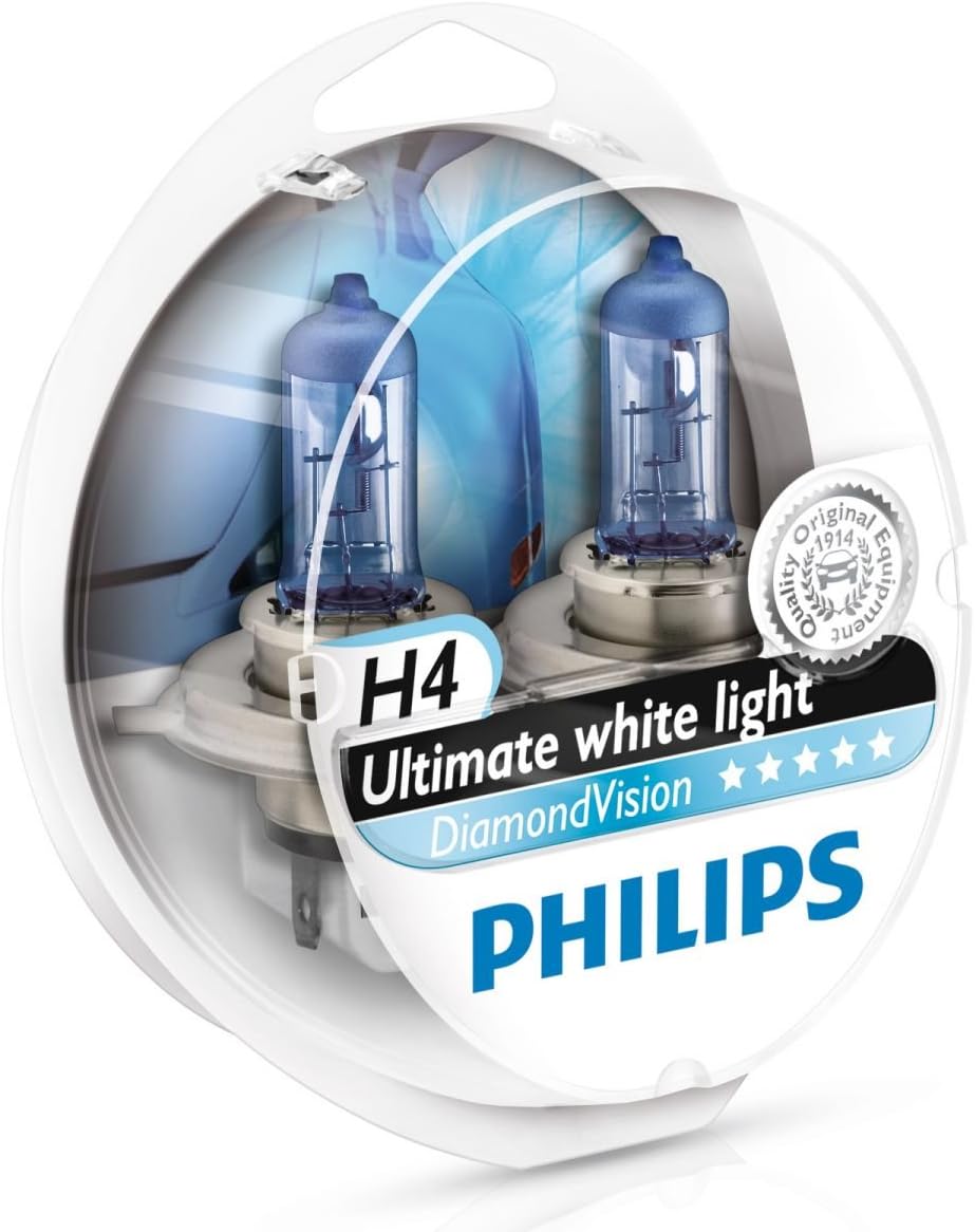 Philips Diamond Vision H4 Upgrade Car Headlight Bulbs 5000K