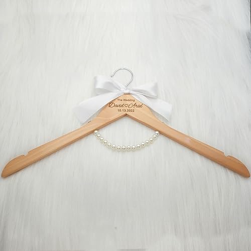 Miniatura 2 de Perchas de novia personalizadas, perchas de madera blanca de primera calidad para vestidos de boda, vestidos de dama de honor, fiesta de novia,