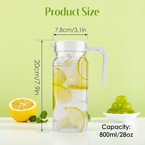 Miniatura 10 de Jarra acrílica, 60.9 fl oz63 onzas, botella de jugo transparente de acrílico a rayas, jarra de jugo frío con tapa, botella de agua fría para jugo