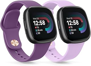 Meliya Silicone Bands Compatible with Fitbit Versa 4 Bands/Versa 3 Bands/Fitbit Sense 2 Bands/Fitbit Sense Watch Bands, Soft Silicone Sport Replacement Strap for Fitbit Versa 4/Versa 3 Smart Watch Women Men