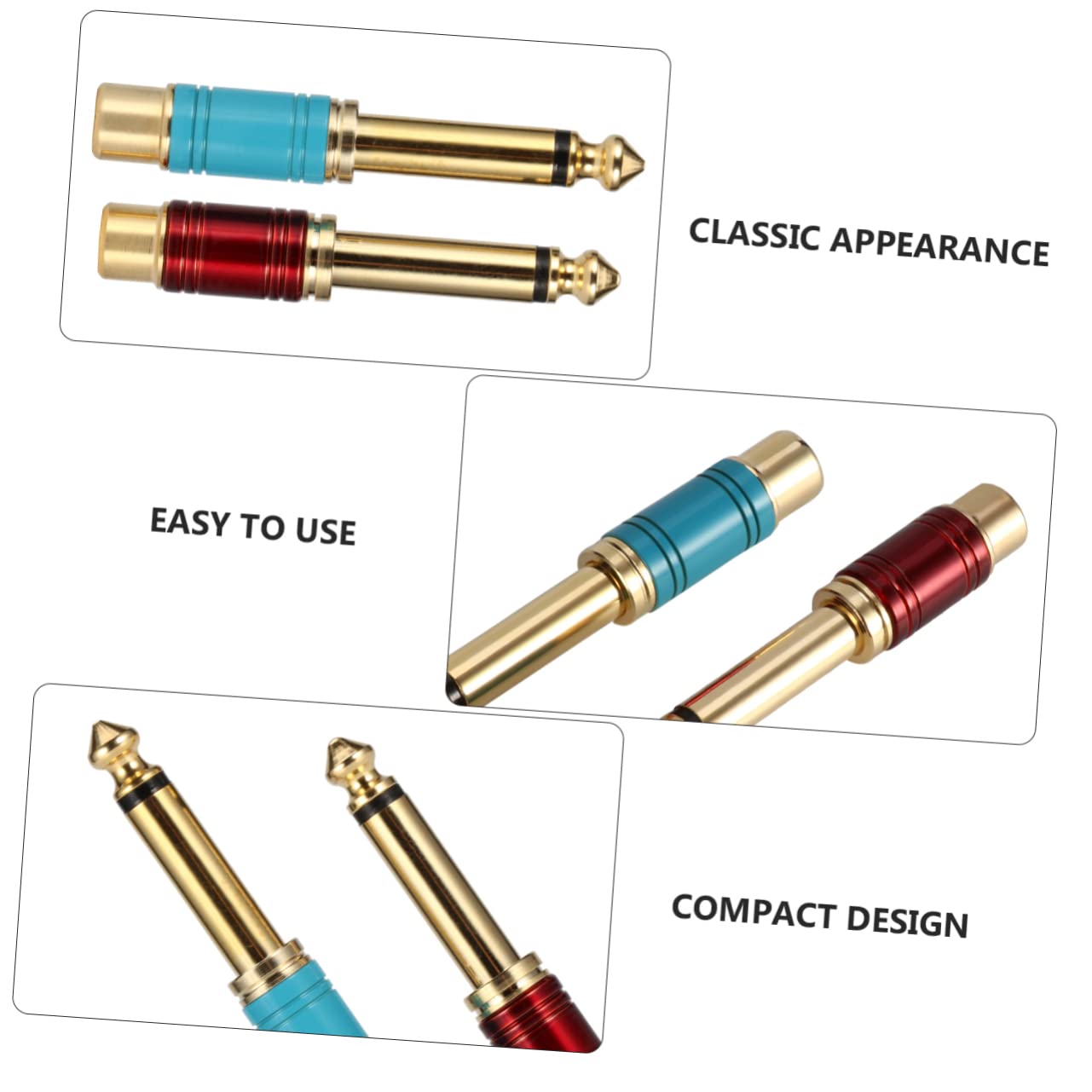 OSALADI 18pezzi Adattatore Audio Da Maschio Femmina Per Mixer e Chitarra Design Antiscivolo Materiale Durevole Compatibile Con Strumenti Musicali e Misti