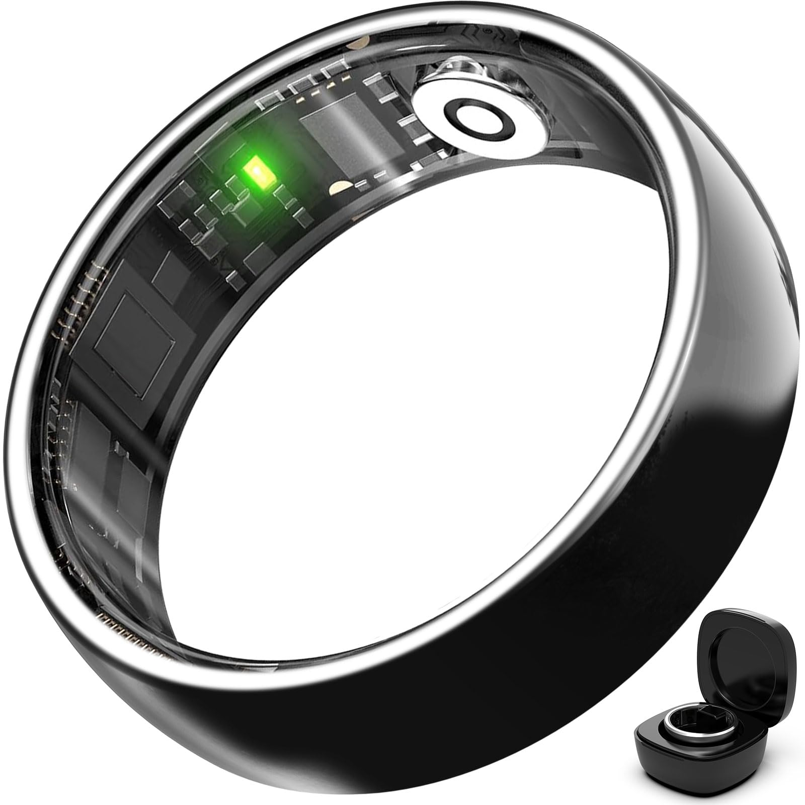 SSDTH Ceramics Smart Ring Health Tracker Sleep Tracking Wearable - Heart Rate - Fitness Tracker for Women Men