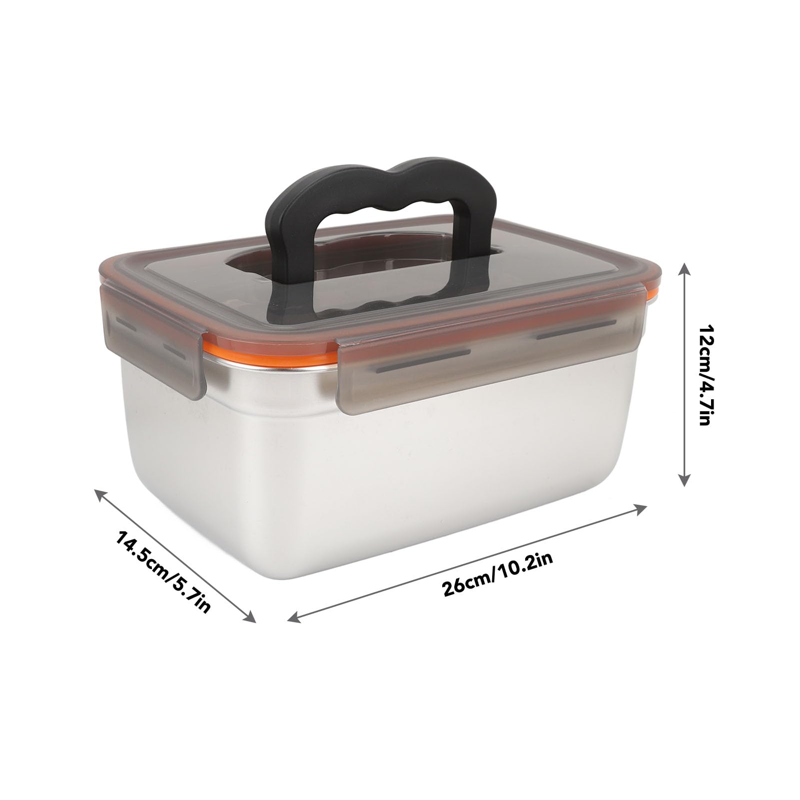 Contenedor de Almacenamiento de Alimentos de Acero Inoxidable, Recipiente Hermético a Prueba de Fugas para Almuerzo, Refrigerios con Tapas y Asa, Lonchera de Metal para