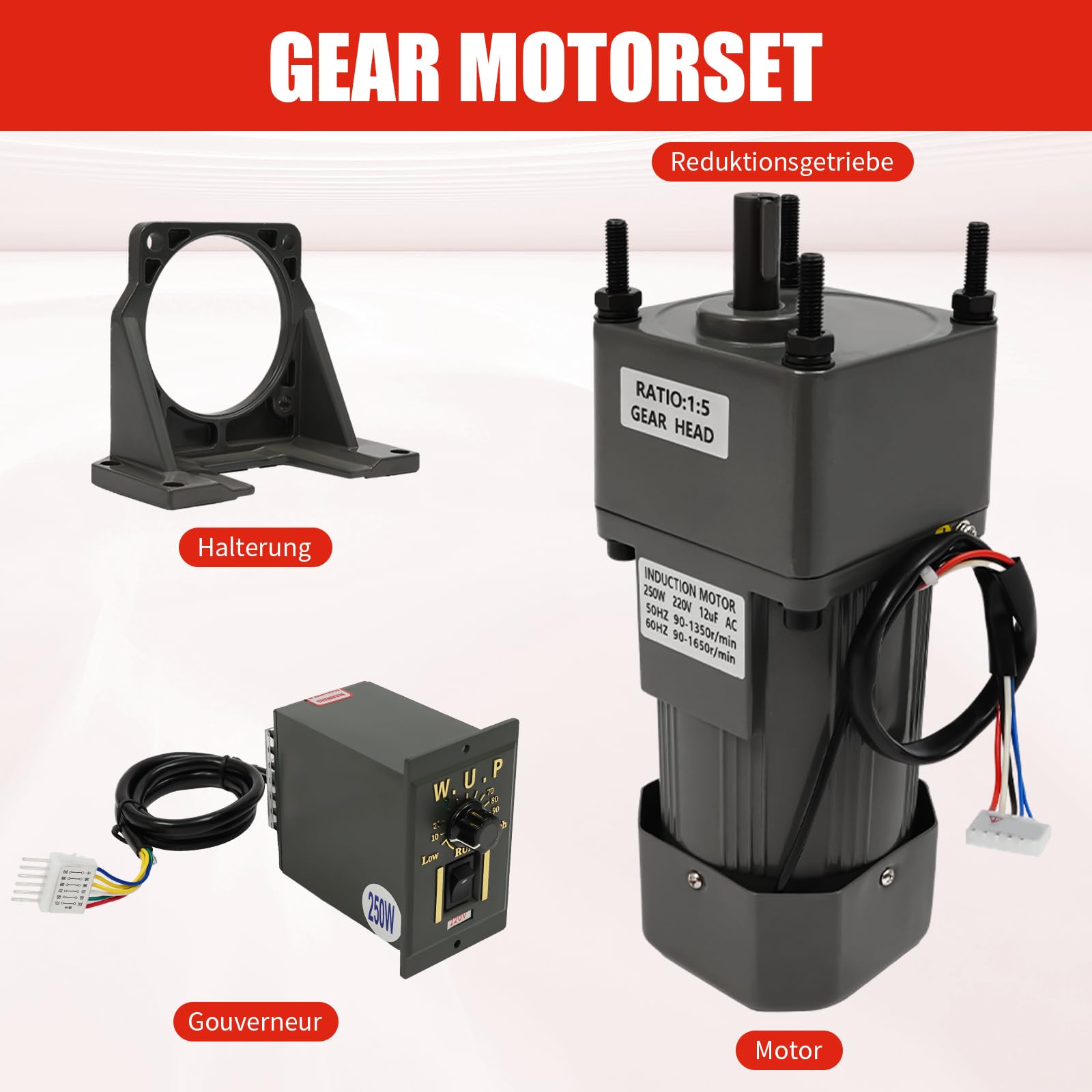 Elektrischer Getriebemotor, 250W 220V Elektromotor Hohe Effizienz Vorwärts- Und Rückwärtsdrehbar für Intelligenten Geräten, Tierhaltungsmaschinen