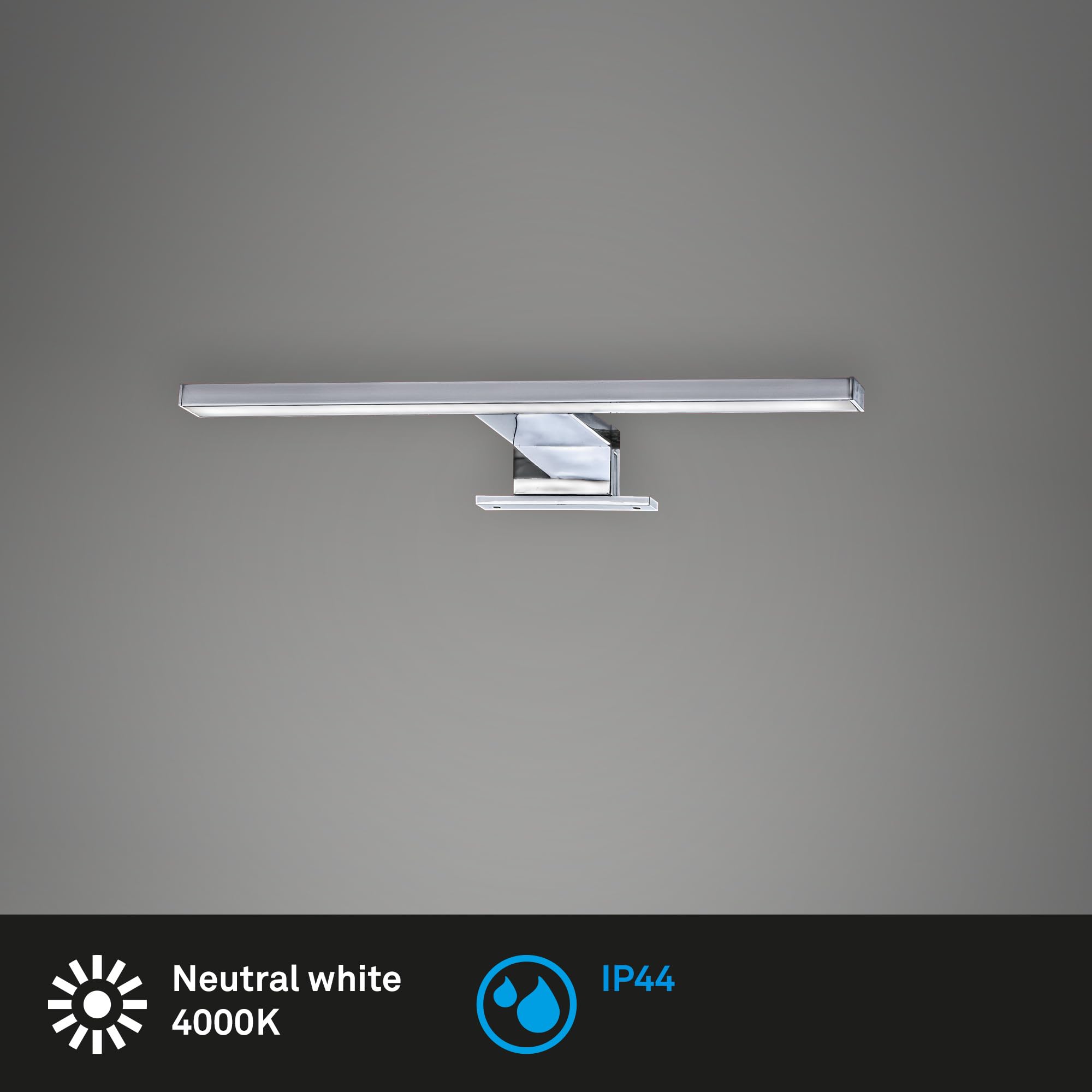 BRILONER Leuchten - Lampada da specchio a LED, luce da specchio cromata, 500 lumen, 4.000 Kelvin, IP44